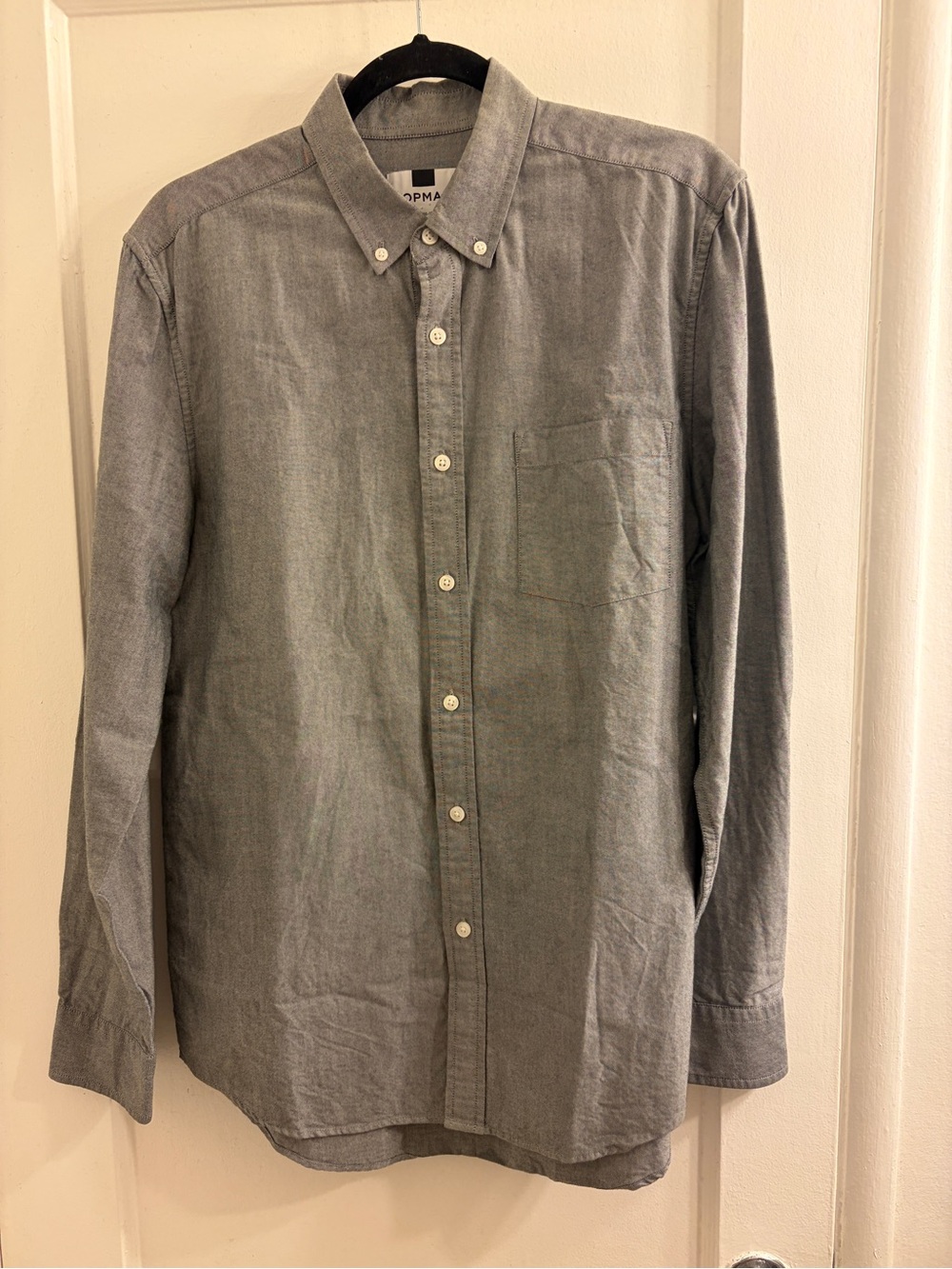 Topman Gray Long-Sleeve Button-Down Shirt
